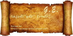 Gajzágó Ernő névjegykártya